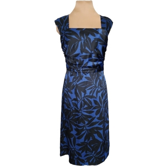 Donna Ricco Dresses & Skirts - Donna Ricco New York Blue Black‎ Floral Sheath Dress Size 8 Open Back Cocktail